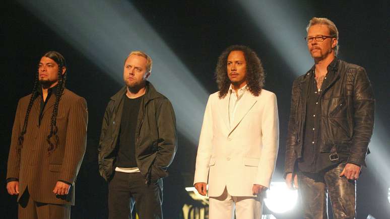 Metallica em 2003 (E-D): Robert Trujillo, Lars Ulrich, Kirk Hammett e James Hetfield -
