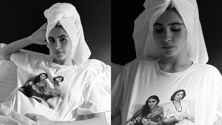 Valentina Hanzage is placed with “favorite pignaggio” printed with behind -Cenes photos of “I’m still here”