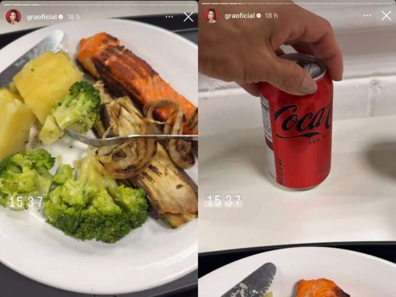 Musa fitness mostrou a refei&ccedil;&atilde;o acompanhada de refrigerante zero a&ccedil;&uacute;car