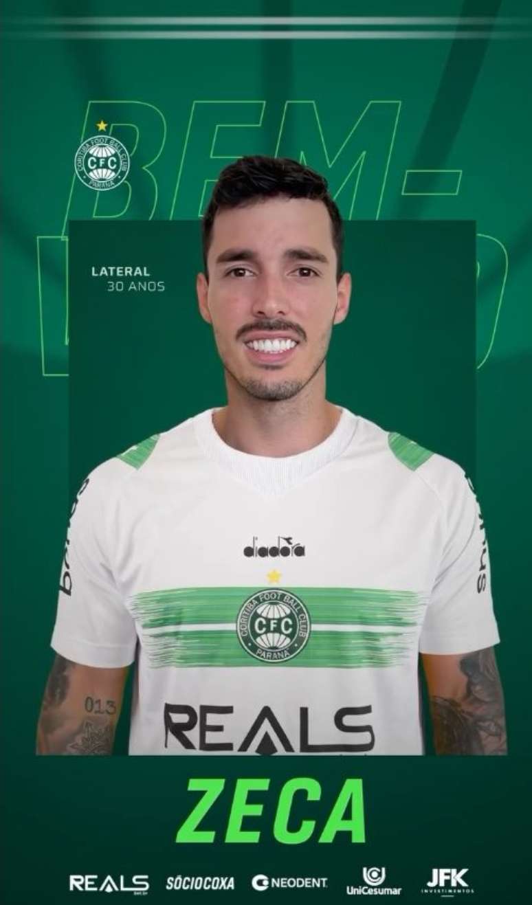 Zeca é anunciado pelo Coritiba. 