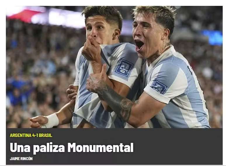 M&iacute;dia internacional repercute goleada da Argentina &ndash;