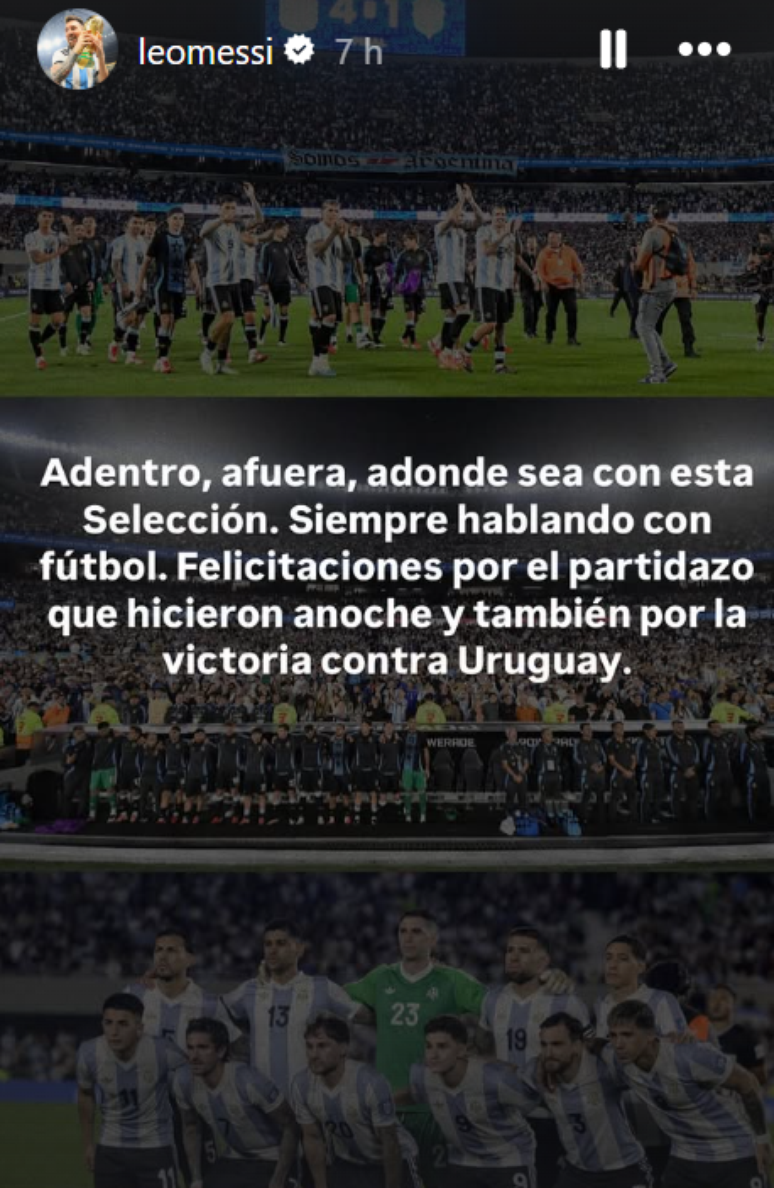 Messi celebra vitória da Argentina