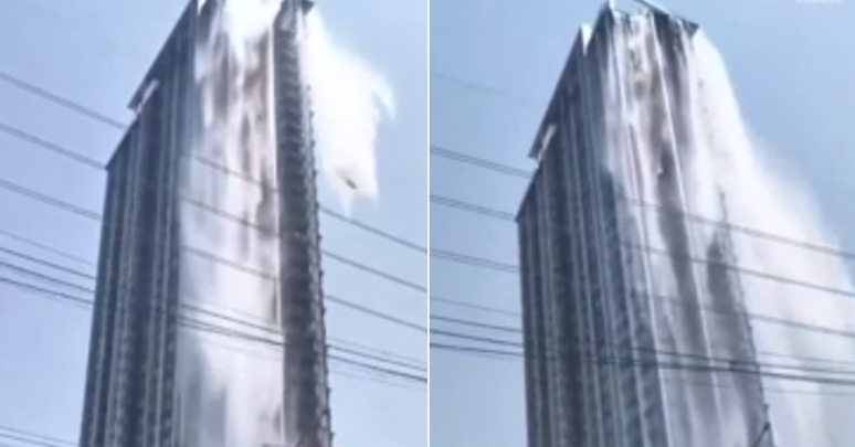 Água transborda de piscina de arranha-céu durante terremoto