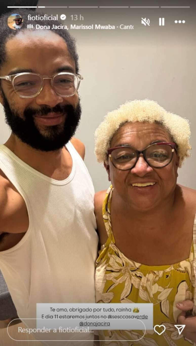 Evandro Fi&oacute;ti postou uma foto ao lado da m&atilde;e, Dona Jacira, ap&oacute;s o comunicado