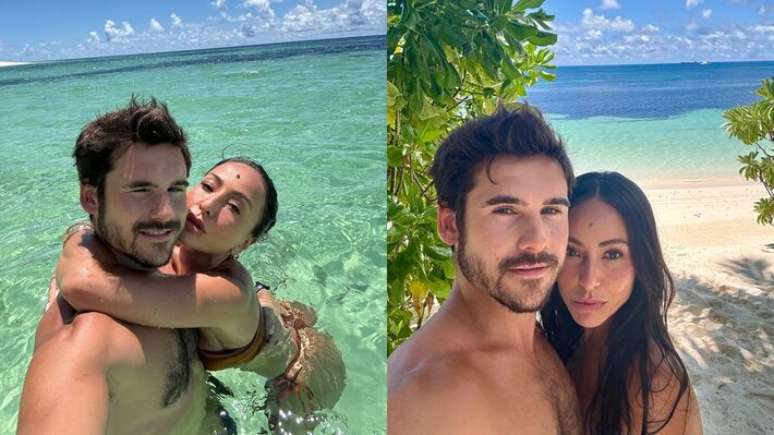 Sabrina Sato e Nicolas Prattes mostram fotos da lua de mel em ilha paradisíaca