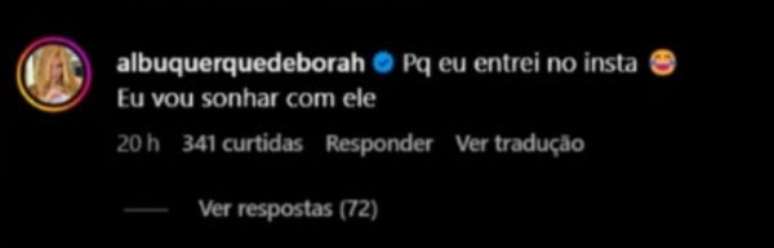 Coment&aacute;rio de Deborah Albuquerque sobre Maya Massafera - Instagram