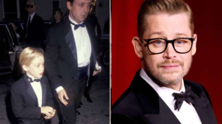 Macaulay com o pai em 1993 e hoje em dia