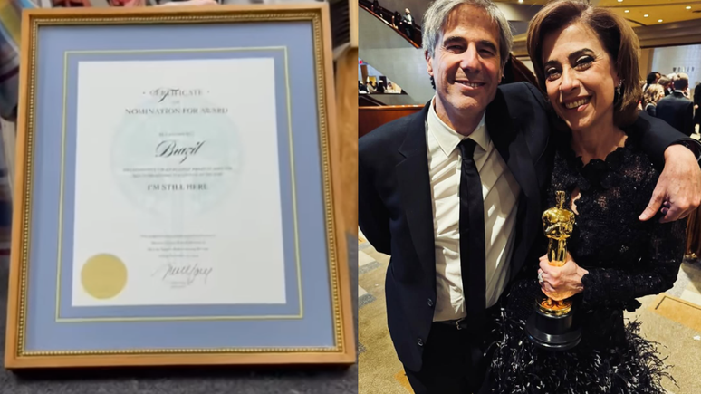 Fernanda Torres enquadra documentos de premiação de 'Ainda Estou Aqui'; veja