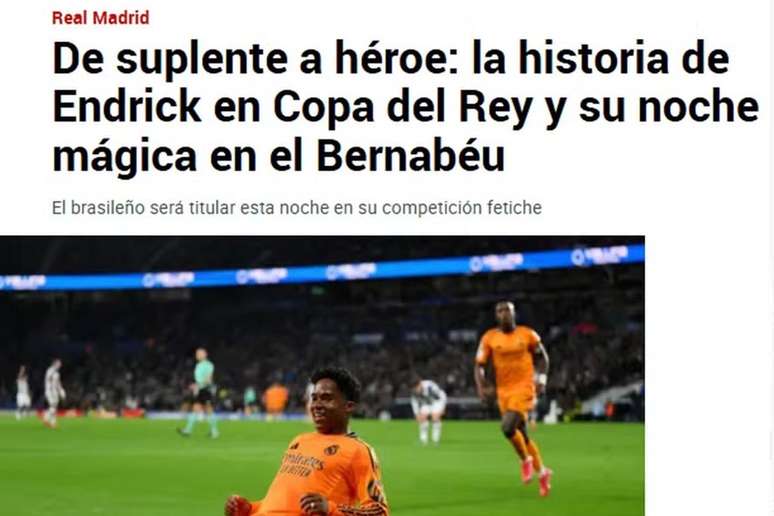 Jornal da Espanha enaltece Endrick &ndash; Reprodu&ccedil;&atilde;o