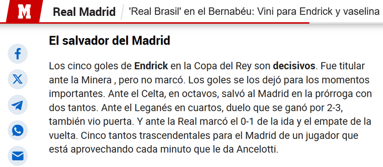 Marca sobre Endrick