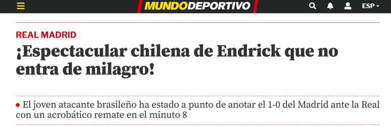 Mundo Deportivo sobre Endrick