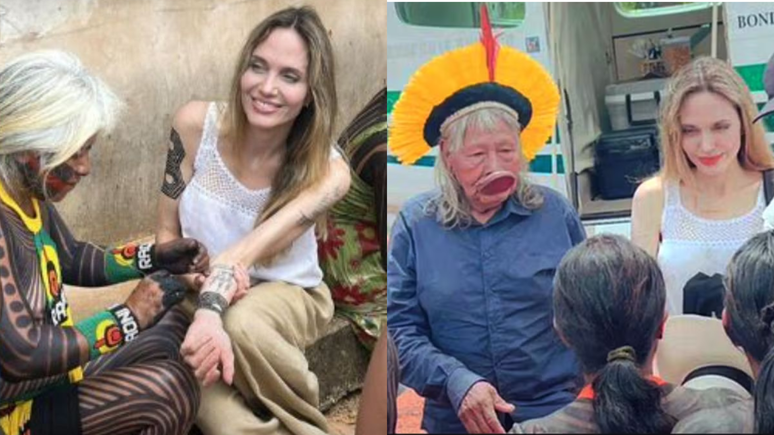 No Brasil! Angelina Jolie visita aldeia indígena no Mato Grosso