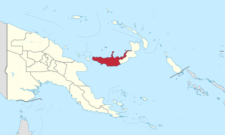 Nova Bretanha Ocidental no mapa de Papua-Nova Guin&eacute;