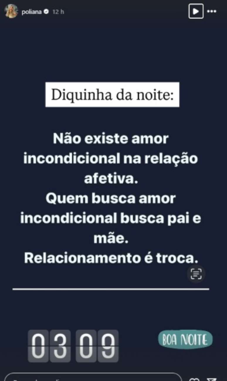 Poliana Rocha falou sobre relacionamentos 