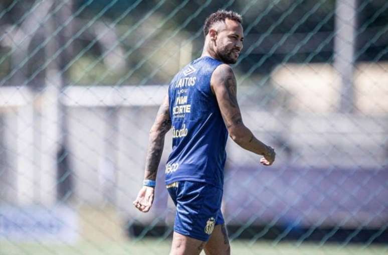 Raul Baretta/ Santos FC - Legenda: Neymar em treino do Santos