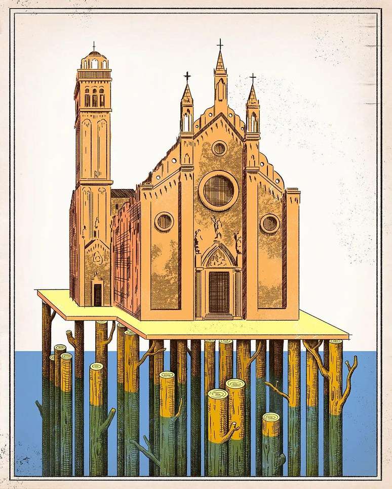 As estacas de madeira no subsolo de Veneza v&ecirc;m se degradando lentamente. Bact&eacute;rias anaer&oacute;bicas atacam as paredes celulares das fibras de madeira