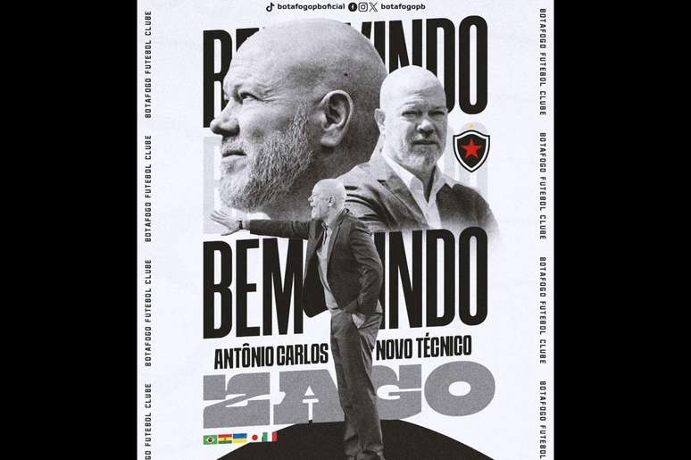 Arte onde o clube nordestino anuncia seu novo treinador –