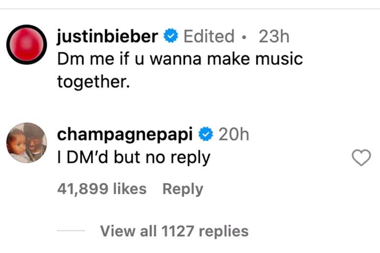 Justin Bieber and Drake talk about collaboration on social.