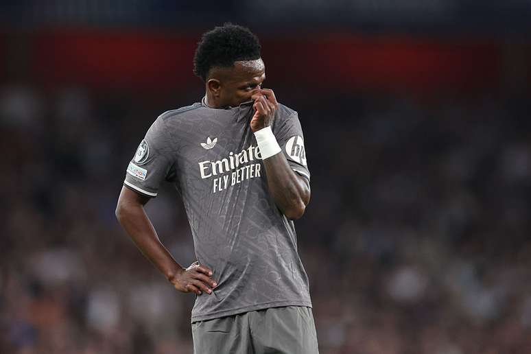 Vinícius Júnior em partida do Real Madrid contra o Arsenal