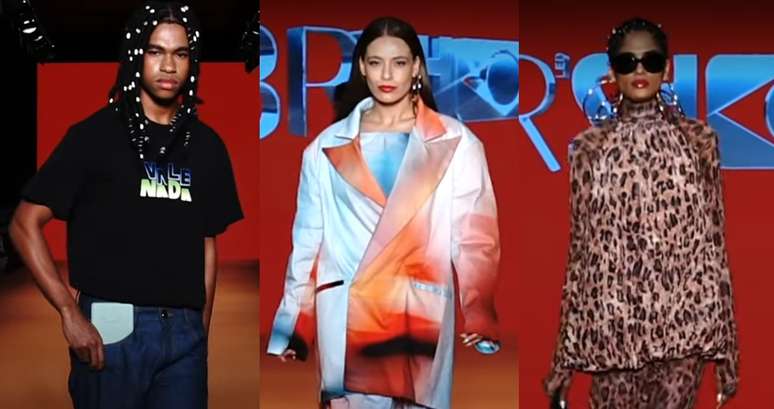 No desfile, teve camiseta 'Vale Nada', um show de Bia do Brás e até uma modelo com jeito de Lola da novela 'Beleza Natal'