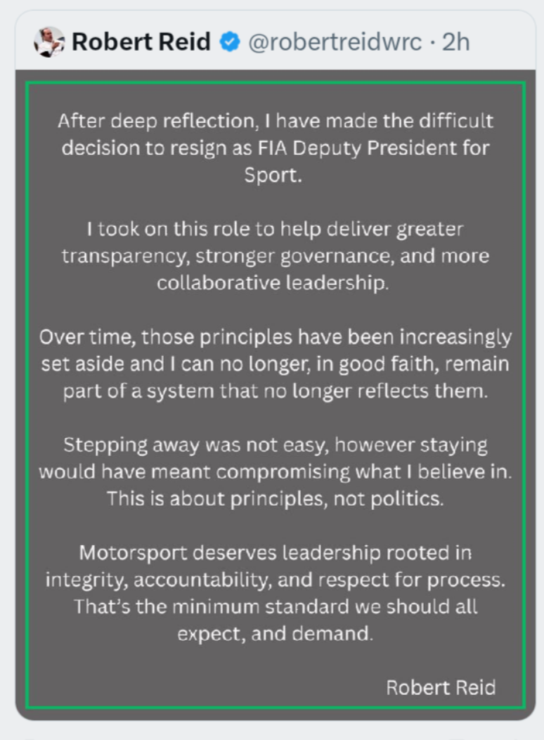 Comunicado de sa&iacute;da de Robert Reid