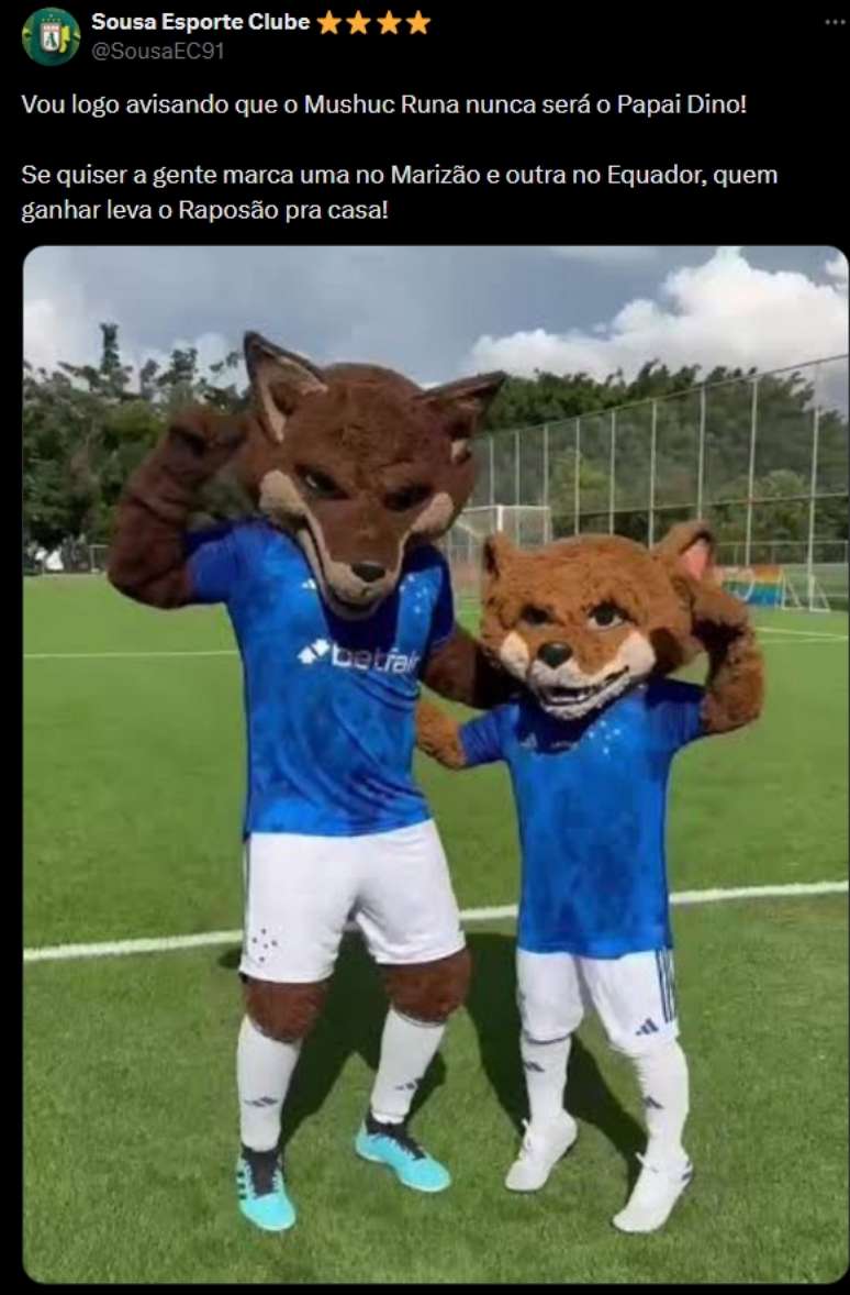 Sousa-PB provoca o Cruzeiro nas redes sociais.