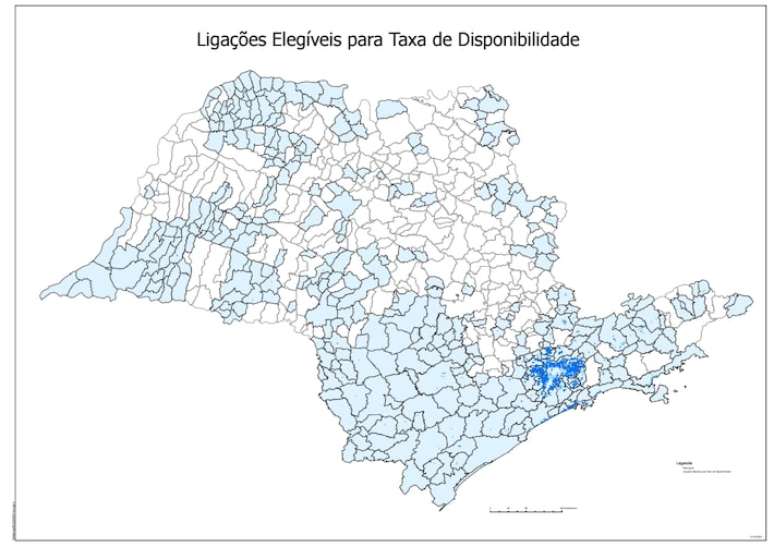 Mapa - Liga&ccedil;&otilde;es eleg&iacute;veis para taxa de disponibilidade.