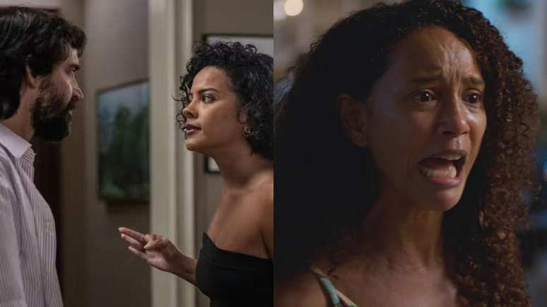 Rubinho (Julio Andrade), Maria de Fátima (Bella Campos) e Raquel (Taís Araujo) de Vale Tudo