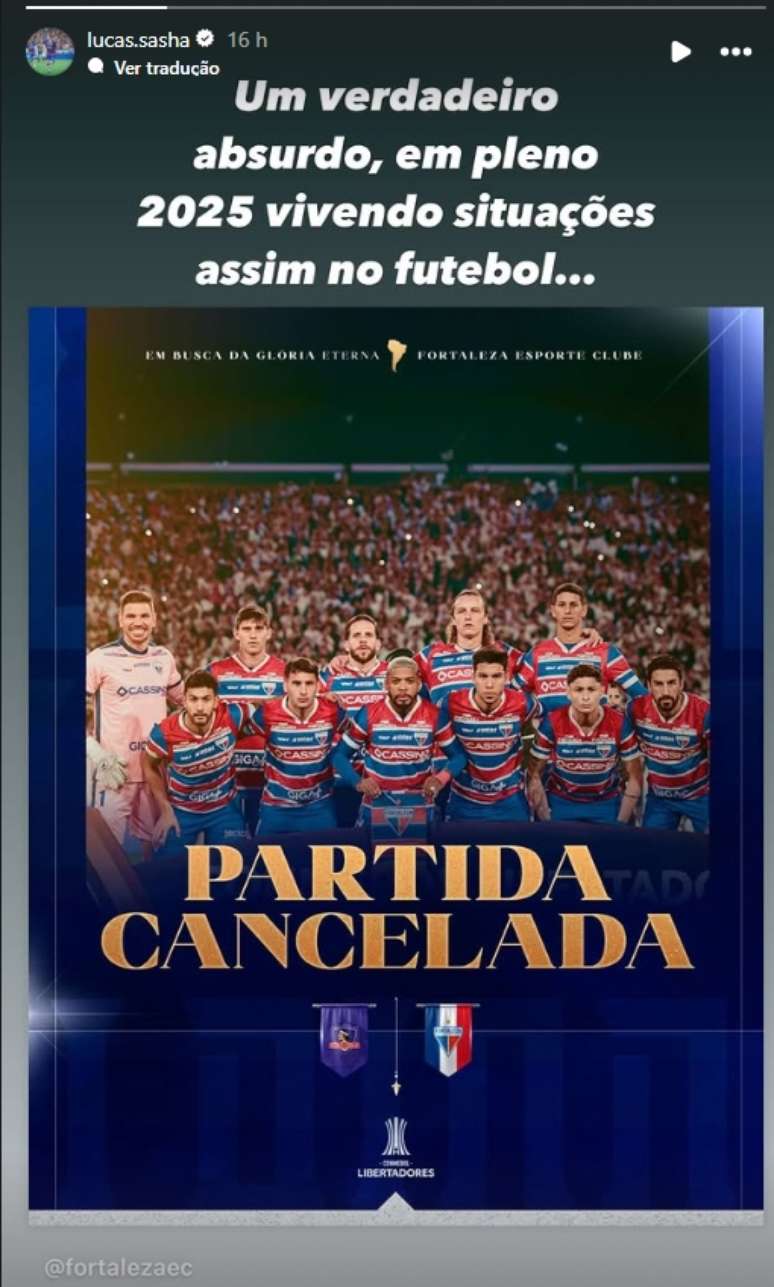 Lucas Sasha se pronuncia sobre ocorrido no Chile. 