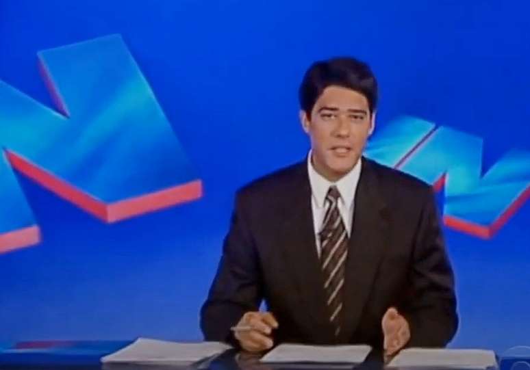 Bonner no 'JN' em 1º de abril de 1996, quando estreou como titular na bancada