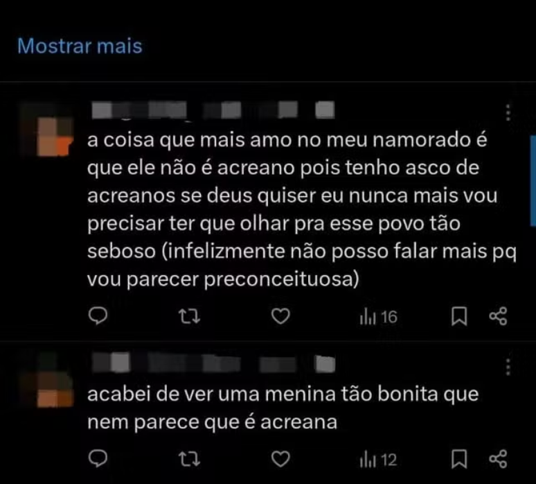 Postagens feitas por estudante no X