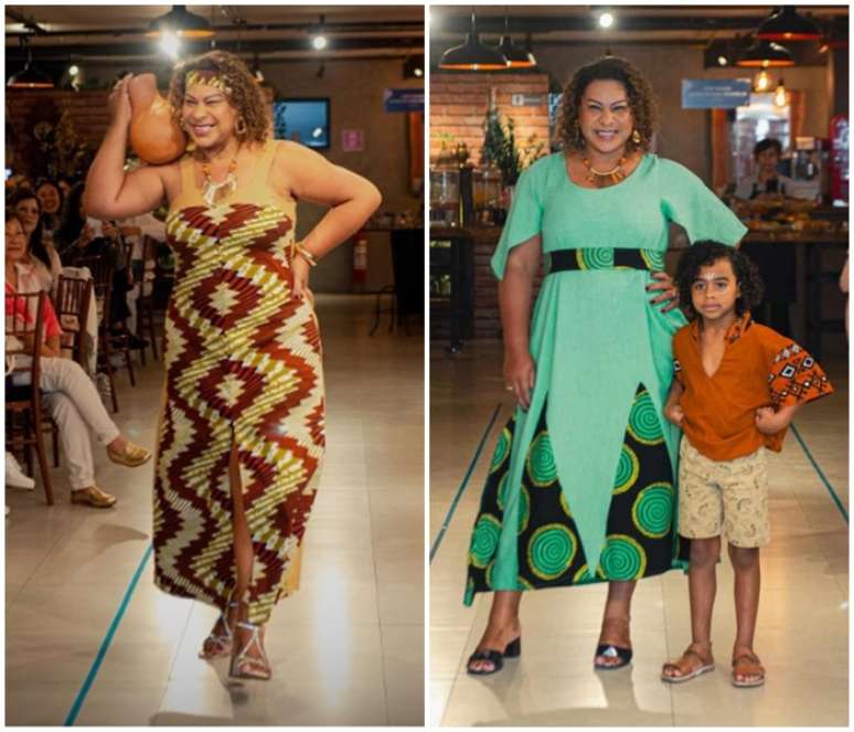 M&atilde;e de Endrick, a empres&aacute;ria C&iacute;ntia Ramos desfilou sozinha e tamb&eacute;m com o ca&ccedil;ula Noah