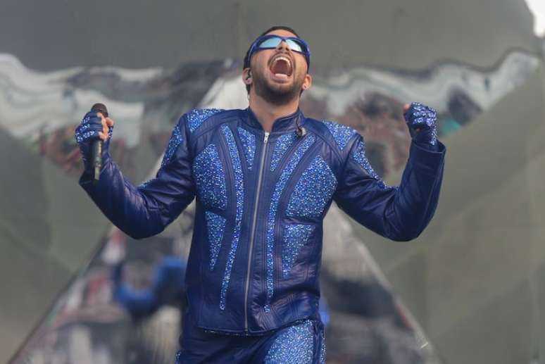 Pedro Sampaio está em Portugal para shows de sua turnê 'O Astro'. Na foto, cantor se apresentava no Rock in Rio 2024