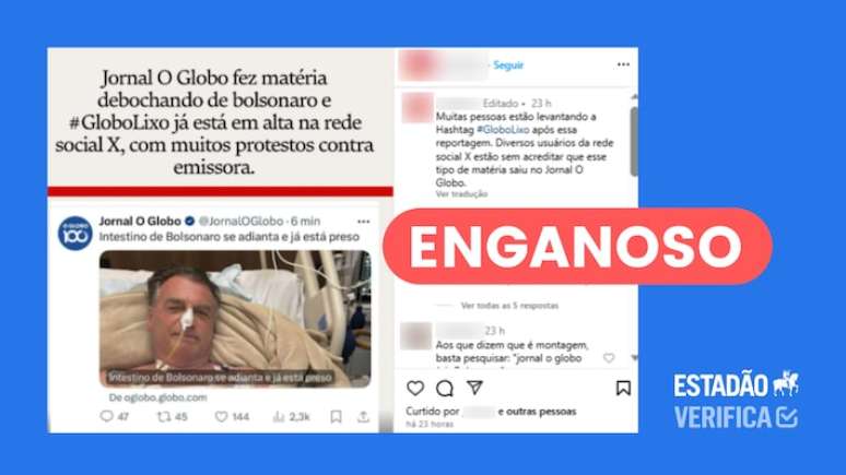 Texto compartilhado por O Globo que ironiza saúde de Bolsonaro foi produzido por coluna de humor