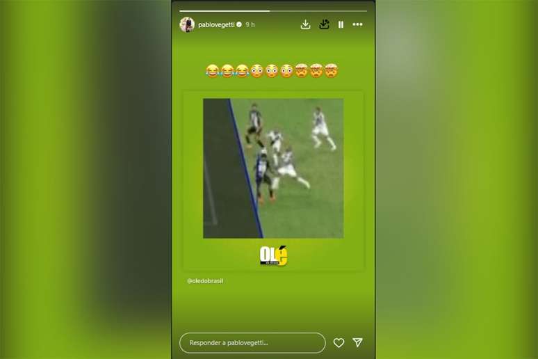 Reação de Vegetti, do Vasco, nas redes sociais sobre a análise do VAR-