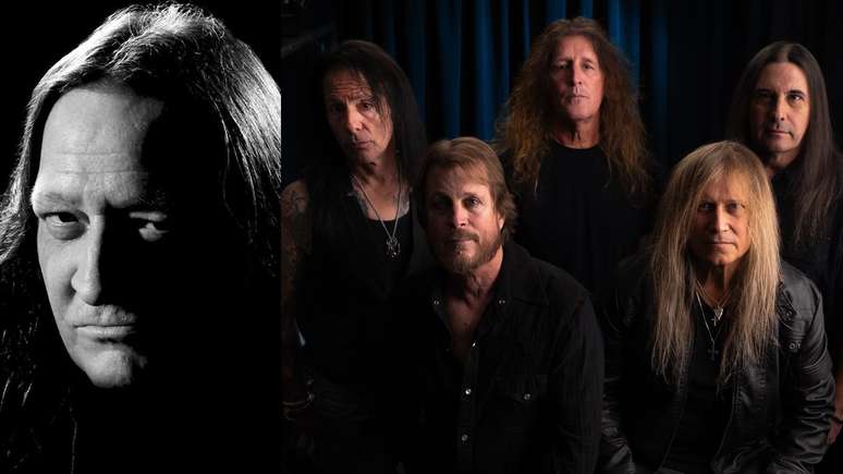 Jon Oliva (esq.) e a forma&ccedil;&atilde;o atual do Savatage