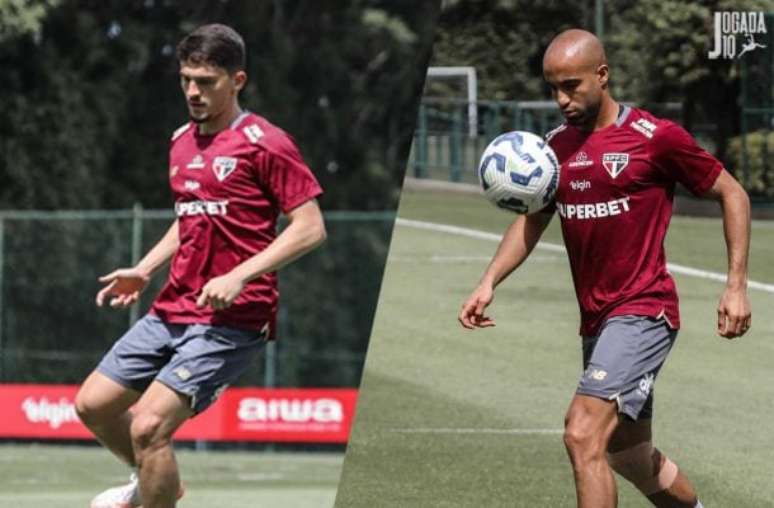 Fotos: Erico Leonan/São Paulo FC - Legenda: Tricolor trabalha para contar com Lucas Moura na Libertadores e com Pablo Maia ainda no primeiro semestre