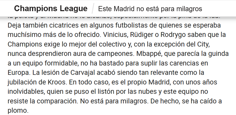 Repercussão da eliminação do Real Madrid