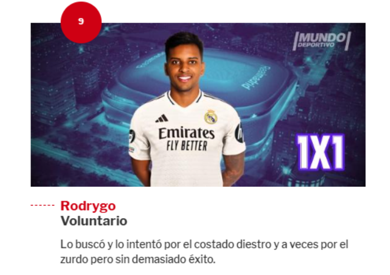 Avaliação dos brasileiros em jogo do Real Madrid