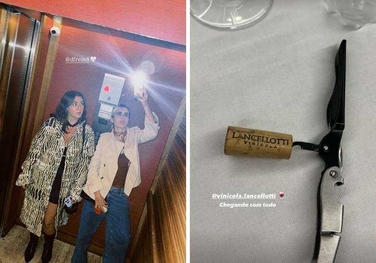 Valentina Hersage e uma amiga na festa | vinho de Giovanna servido na festa