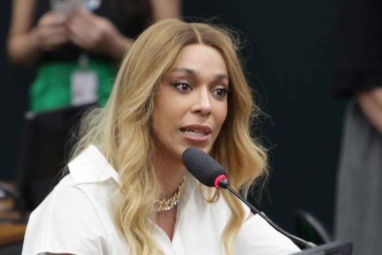 A deputada federal Erika Hilton (PSOL), na Câmara dos Deputados (19/03/2025)