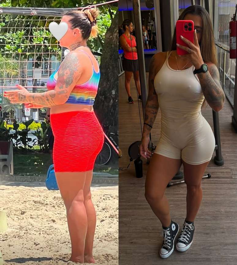 Petra Mattar mostra antes e depois do corpo