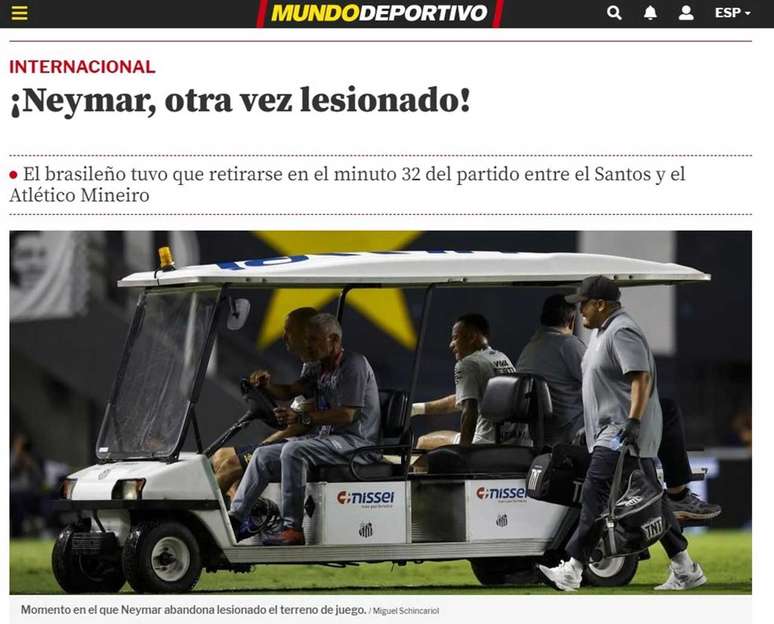 Lesão de Neymar repercute na Europa –