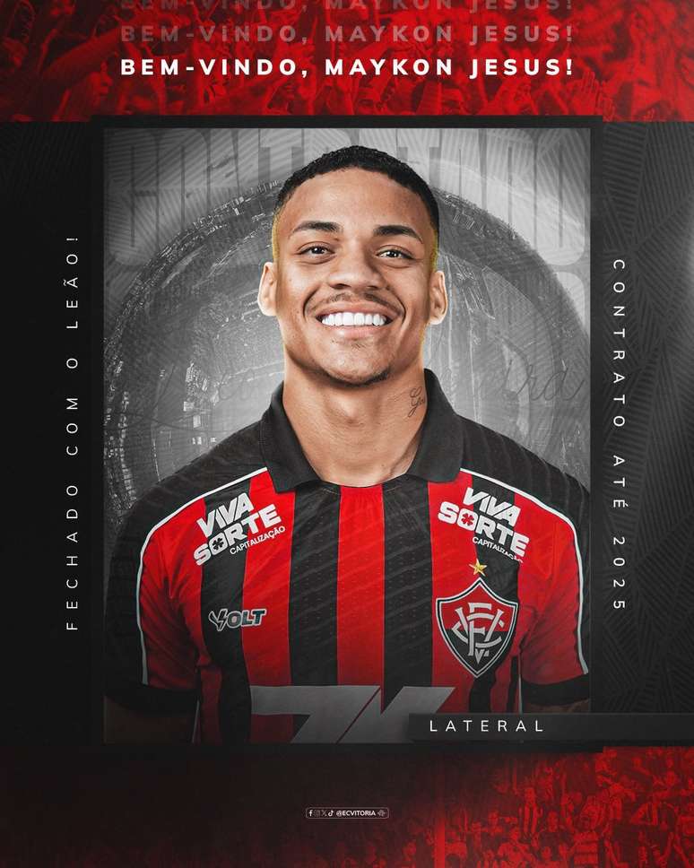 Maykon Jesus é anunciado pelo Vitória. 