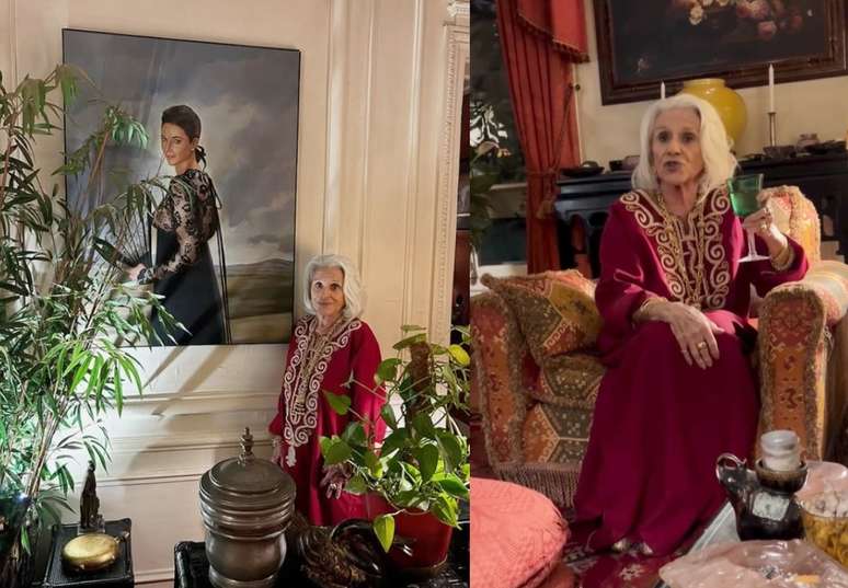 Hélène de Lüdinghausen em seu apartamento em Paris, onde recebia amigos brasileiros