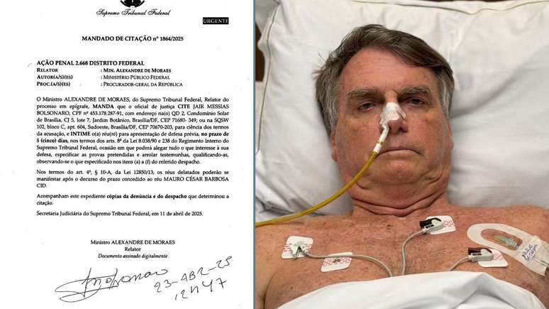 Mandado assinado por Jair Bolsonaro no quarto de UTI do hospital DF Star, em Brasília
