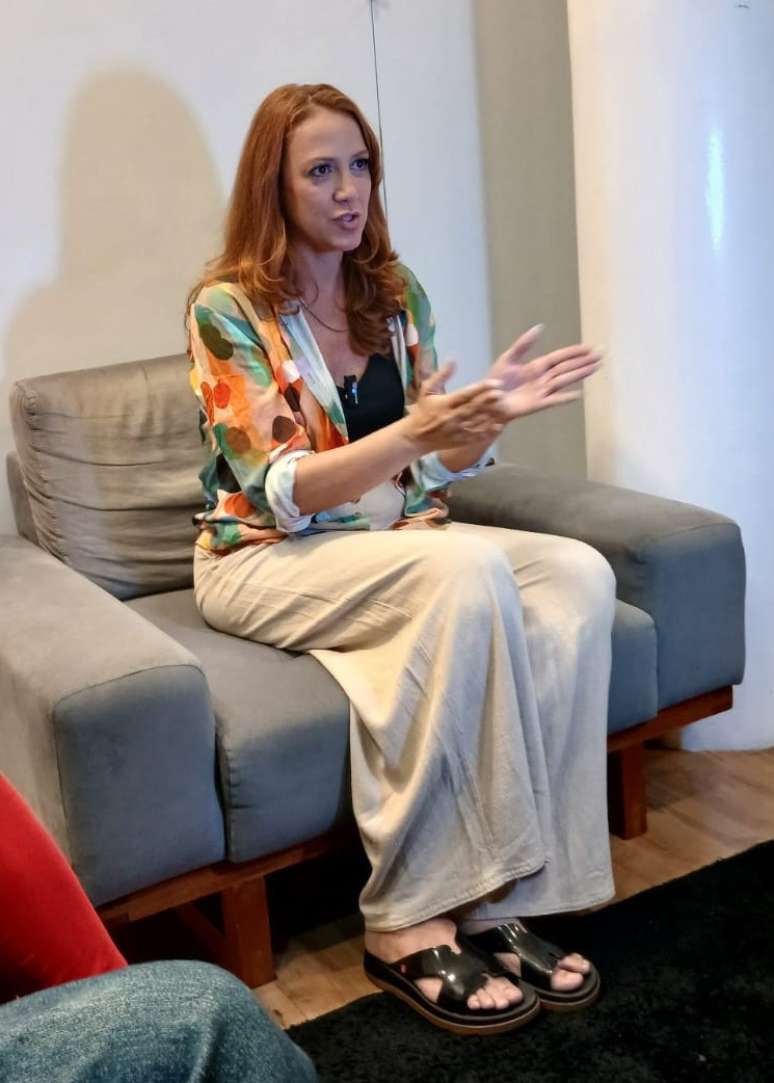 Bia Guedes bate-papo com a imprensa nos Est&uacute;dios Globo -