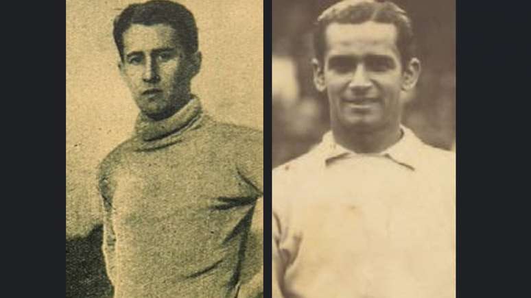 Joel (à esquerda) foi o goleiro do primeiro jogo do Brasil em Copas. Mas Velloso defendeu o Brasil no segundo e último duelo em 1930. Fotos: Domínio público