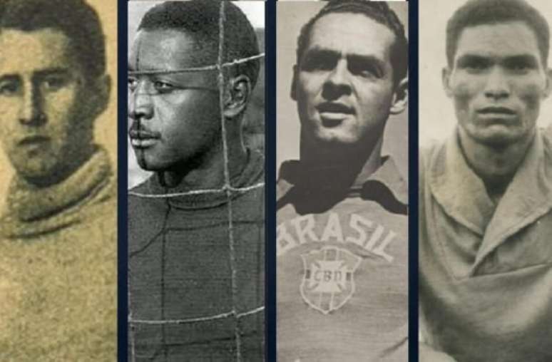 Joel (à esquerda) foi o goleiro do primeiro jogo do Brasil em Copas. Mas Velloso defendeu o Brasil no segundo e último duelo em 1930. Fotos: Domínio público