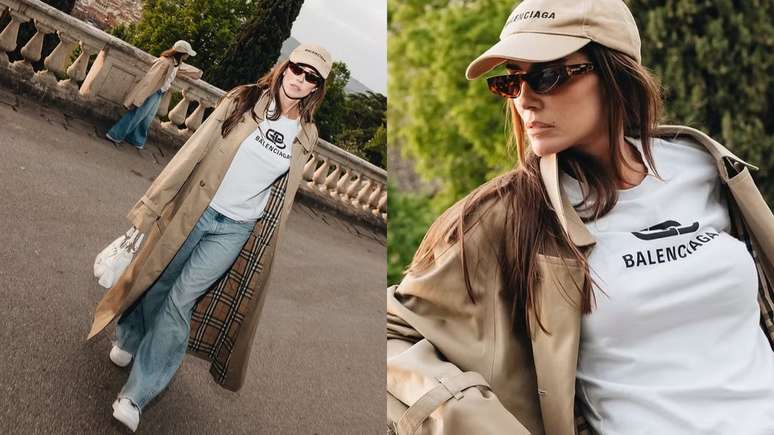 Deborah Secco usando look chiquérrimo em viagem